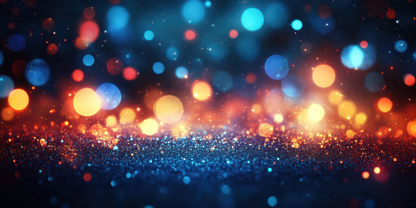 Colorful bokeh lights create a magical atmosphere at a nighttime celebration